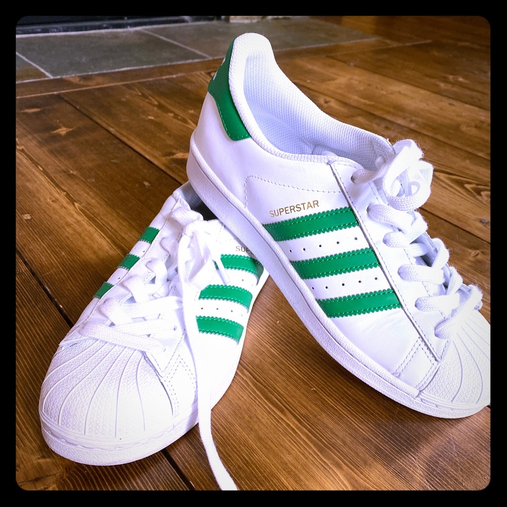 Adidas Superstar Green and white Size 7 women